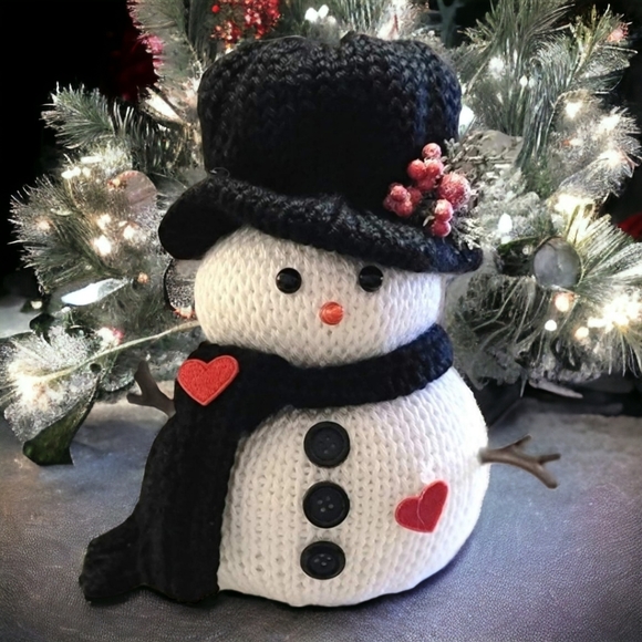 Handcrafted 9" Snowman w/ Top Hat Christmas Decor Winter Holiday Gift Decoration - Picture 13 of 13